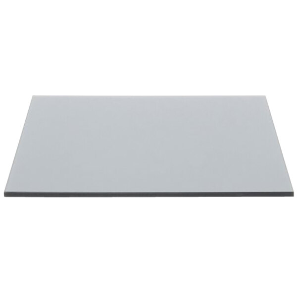 A white rectangular Front of the House smoke tempered glass buffet board with a black border.
