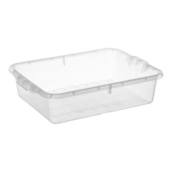 Vigor 20 x 15 x 5 Clear Heavy-Duty Polypropylene Perforated Bus Tub /  Drain Box