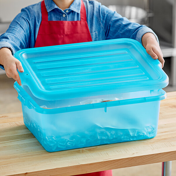 Vigor 20" x 15" Blue HeavyDuty Polypropylene Bus Tub Lid / Food Storage Box Lid