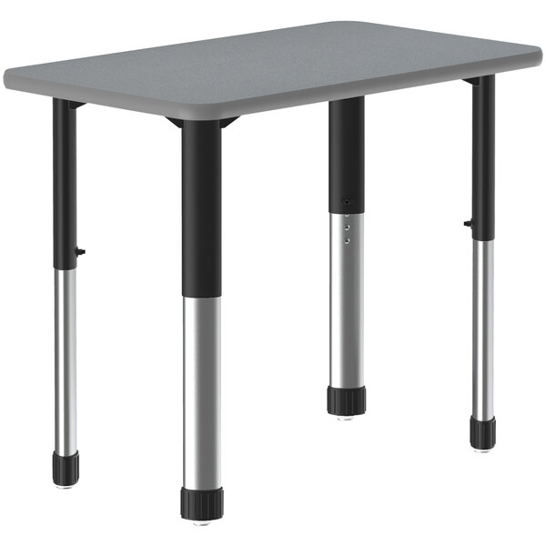 Correll 20″ x 32″ Rectangular Gray Granite 25″ – 35″ Adjustable Height Thermal-Fused Laminate Top Collaborative Desk with Gray Band and Black Legs