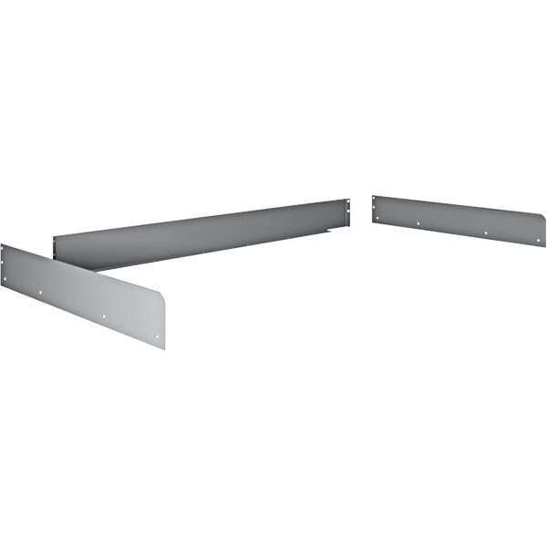 A pair of metal brackets for a Tennsco workbench.