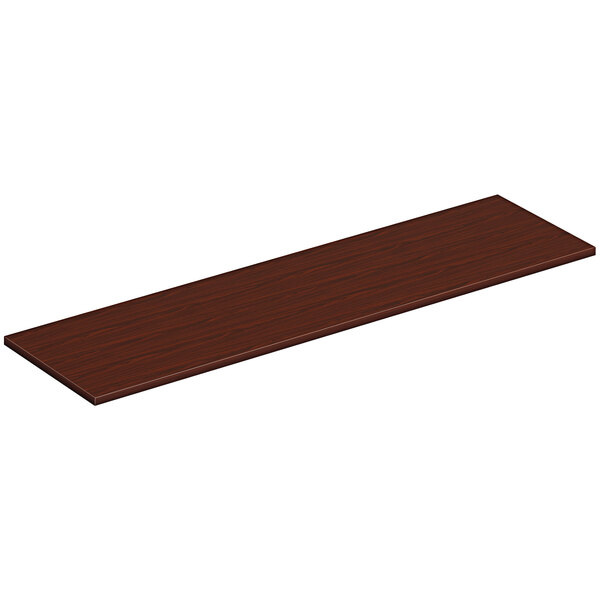 A brown rectangular wood plank with a mahogany finish.