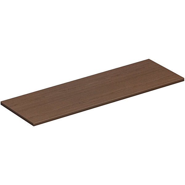 A brown rectangular HON Sepia Walnut credenza top.