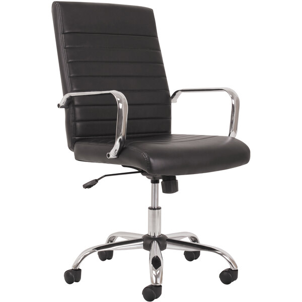 HON Sadie Black Fixed Arm Executive Chair with Chrome Base