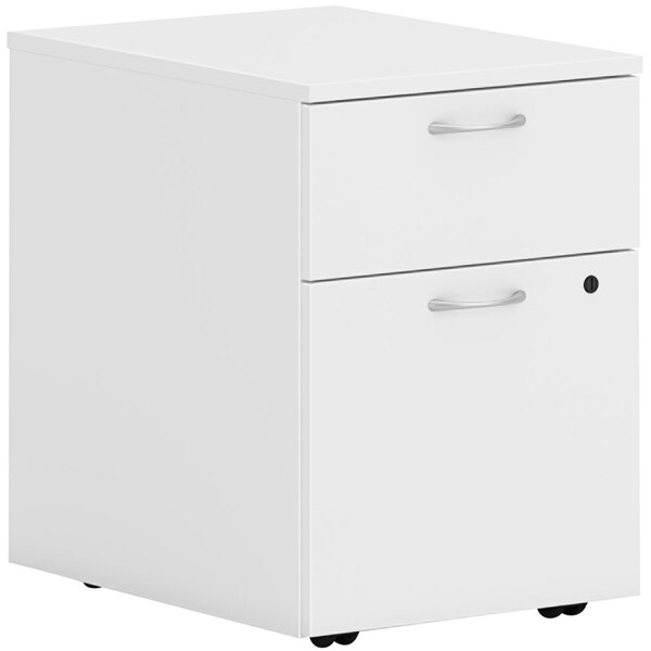 HON Mod 15" x 20" x 20" Simply White 1 Box Mobile Pedestal with 1 File Drawer