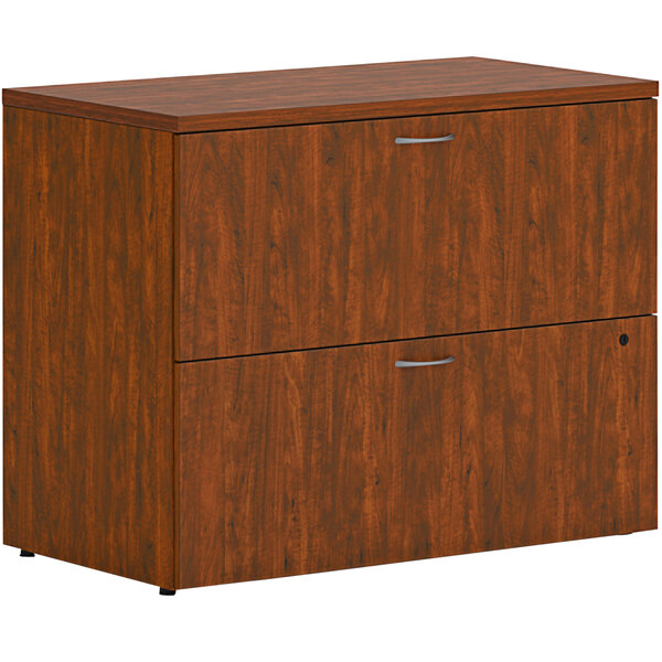 HON Mod 36" x 20" x 29" Russet Cherry Lateral File Cabinet with 2 Drawers and Removable Top