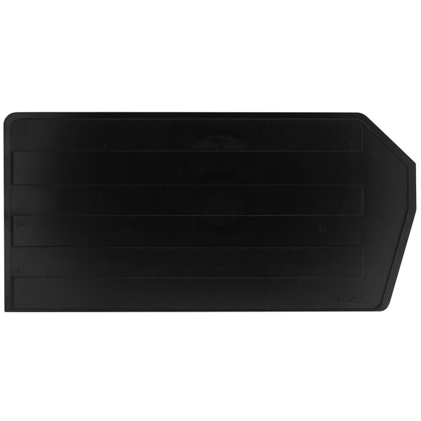 A black rectangular Quantum divider for a hanging bin with a white background.