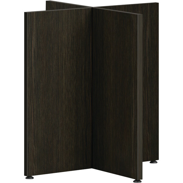 A black and brown HON Mod Java Oak laminate X-base with two panels.