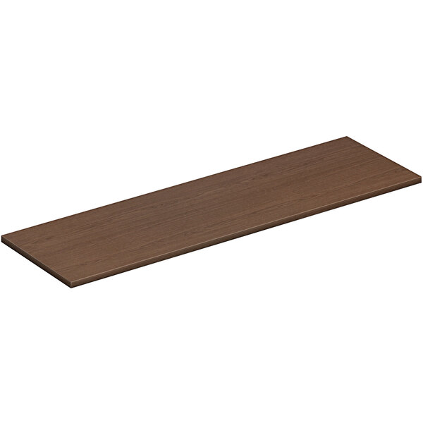 A brown rectangular HON credenza top.
