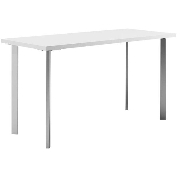 A white rectangular HON Coze desk with metal legs.