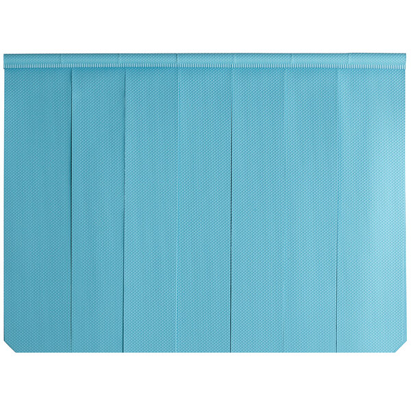 A blue curtain with white vertical lines.