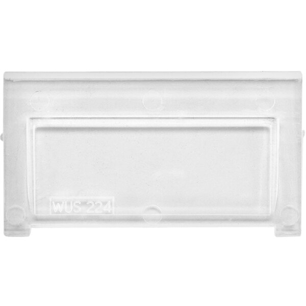 A white rectangular Quantum case with a clear window.