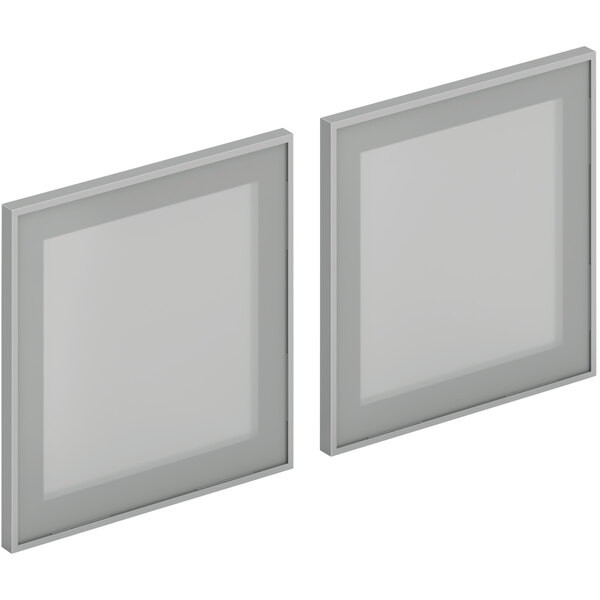A pair of square frosted glass panels.