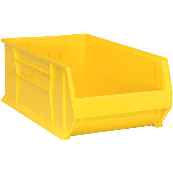 A Quantum yellow plastic bin.