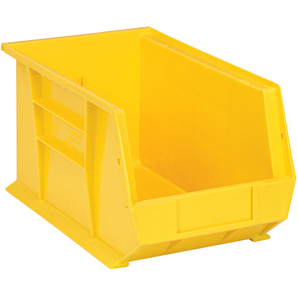 A yellow Quantum hanging bin with two compartments.