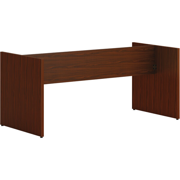 A brown wooden slab base for a conference table.