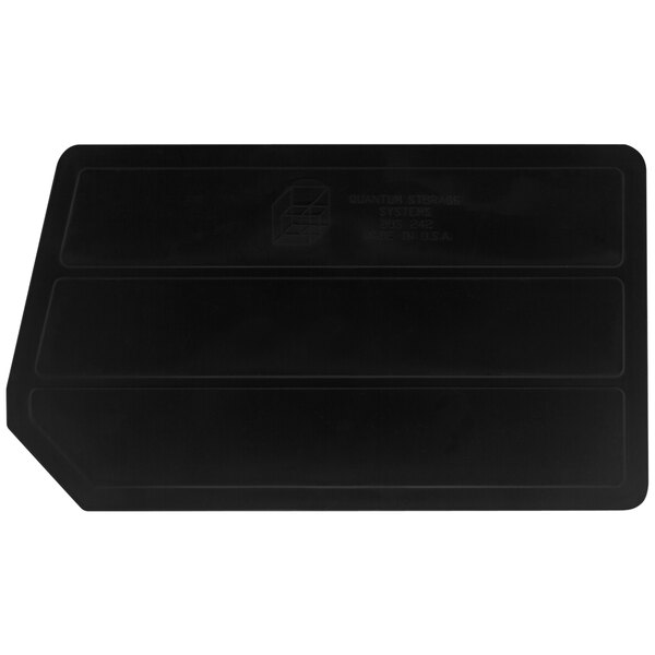 A black plastic Quantum divider tray for 784QUS242 bins with three compartments.