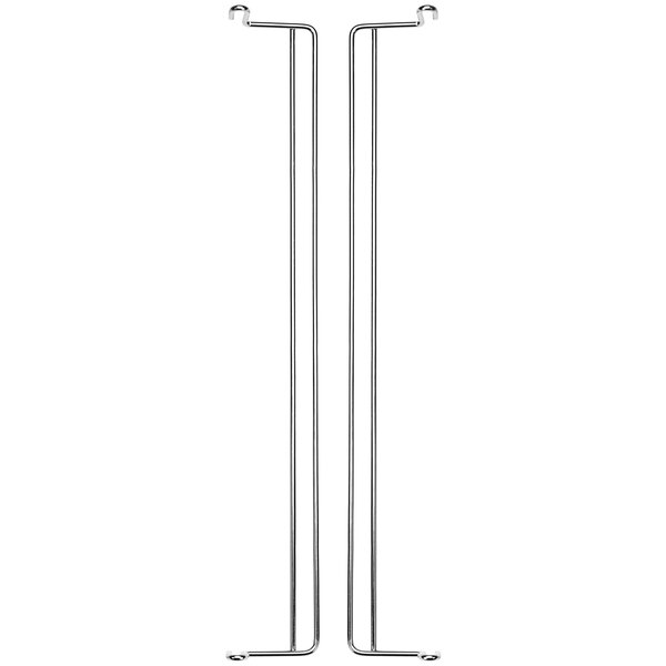 A pair of metal bars with hooks on the ends.