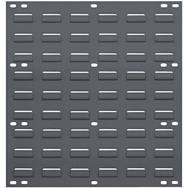 A grey rectangular steel panel with holes.