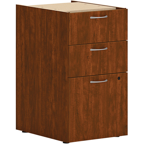 HON Mod 15" x 20" x 28" Russet Cherry 2 Box Support Pedestal with 1 File Drawer