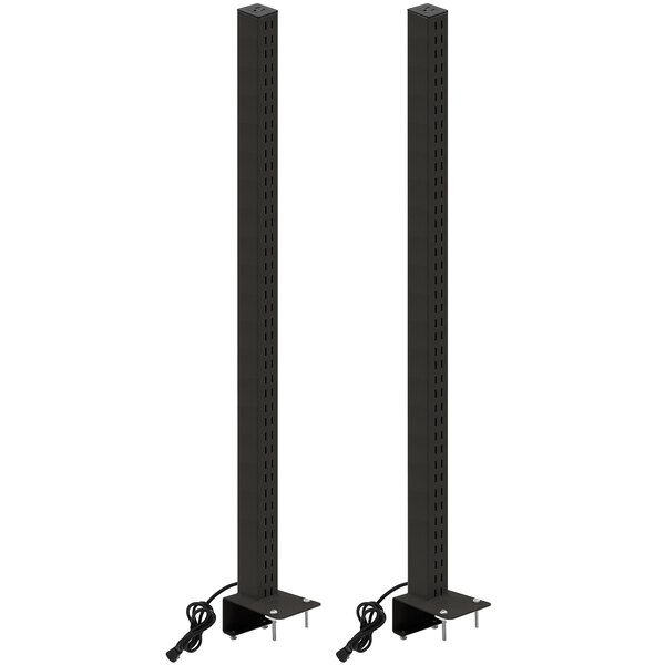 Two black BenchPro uprights with power plug and legs.