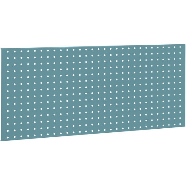 A light blue steel BenchPro pegboard with white dots.