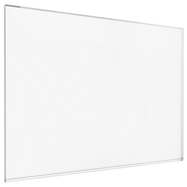 A white board with a metal frame and black legs.