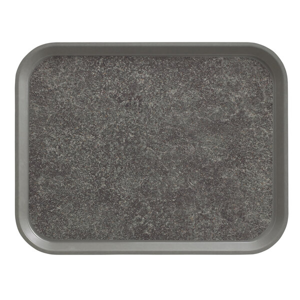 A rectangular gray Cambro tray with a non-skid surface.