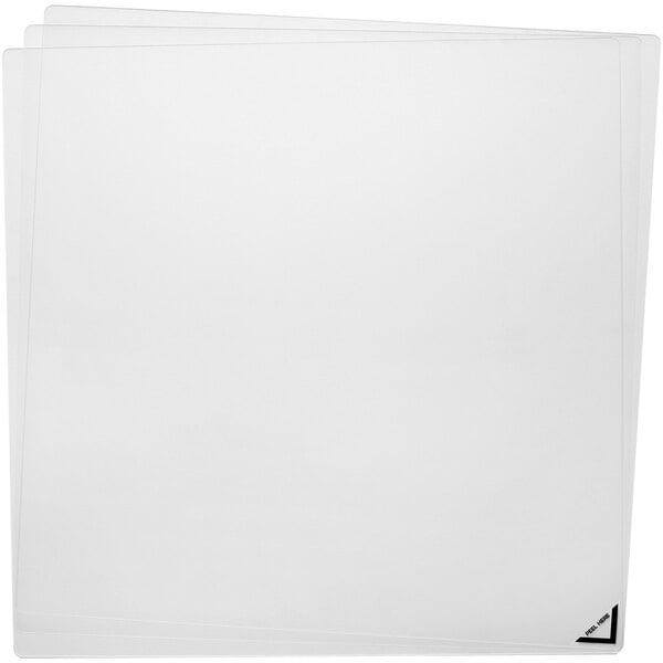 A stack of clear Deflecto acrylic craft sheets with a white background.