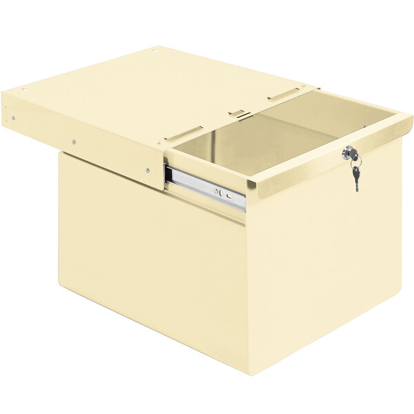 A beige steel drawer for a BenchPro workstation.