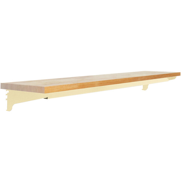 A BenchPro wooden shelf with white trim.