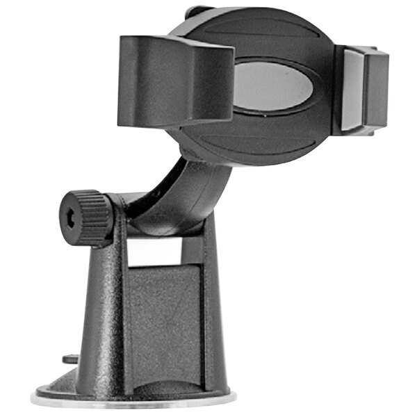 A black Zebra in-vehicle holder for EC50 and EC55 mobile computers.