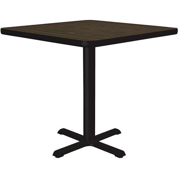 Correll 24″ Square Walnut Finish Standard Height Thermal-Fused Laminate Top Cafe / Breakroom Table