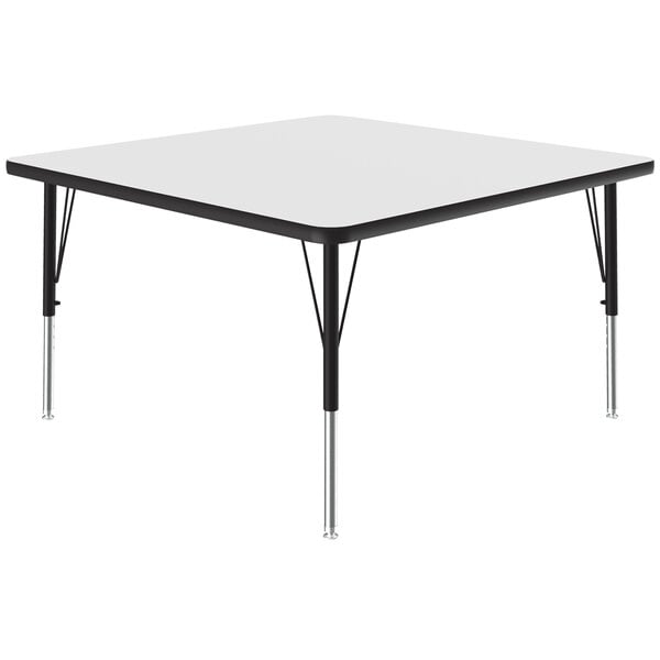 Correll 42″ Square White Finish 19″ – 29″ Adjustable Height High-Pressure Dry Erase Board Top Activity Table
