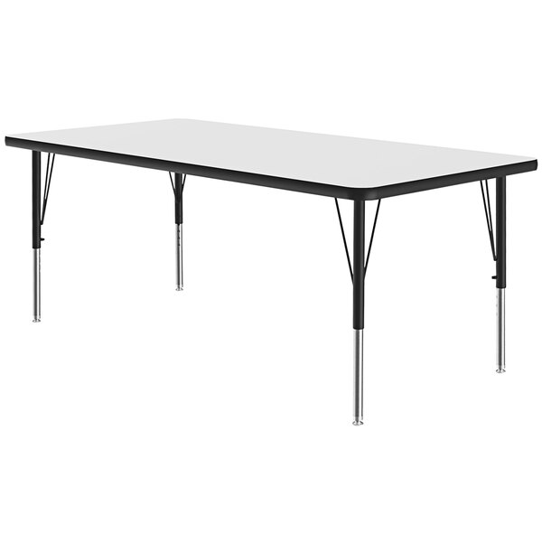 Correll 30″ x 60″ Rectangular White Finish 19″ – 29″ Adjustable Height High-Pressure Dry Erase Board Top Activity Table