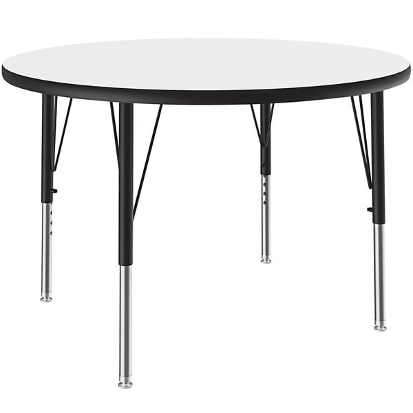 Correll 36″ Round 19″ – 29″ White Adjustable Height High-Pressure Dry Erase Board Top Activity Table