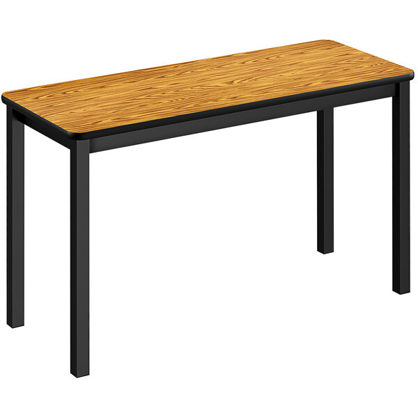 Correll 24″ x 60″ Medium Oak Thermal-Fused Laminate Top Lab Table – 36″ Height
