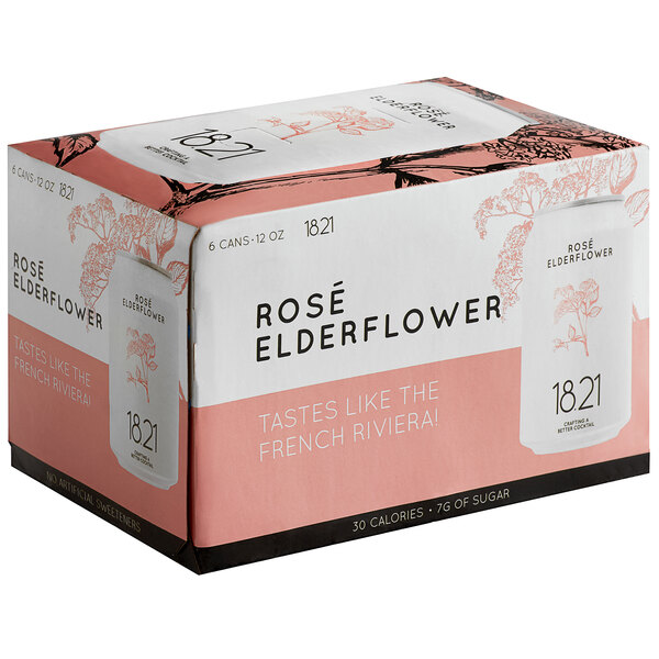 18.21 Bitters Sparkling Rosé Elderflower Water 12 fl. oz. 6/Pack
