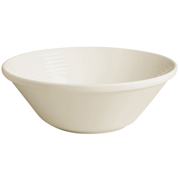A RAK Porcelain ivory stackable bowl with an embossed design.