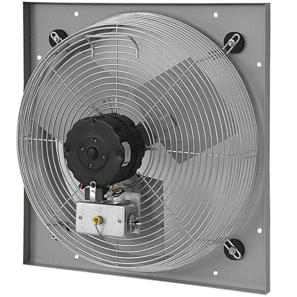 A TPI metal Venturi-mounted direct drive exhaust fan with a black circular object on the front.