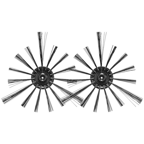 Two black and white circular brushes.
