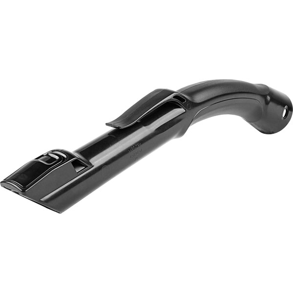 A black curved pipe handle with a metal lock for a Makita vacuum cleaner.