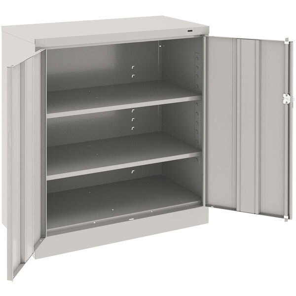 Tennsco 24" x 36" x 42" Light Gray Standard Storage Cabinet with Solid Doors - Unassembled 1420-LGY
