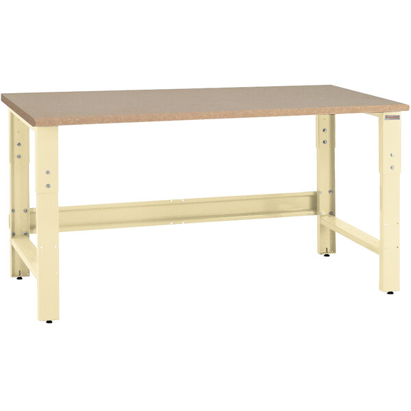 A BenchPro Roosevelt workbench with a particleboard top and beige metal frame.