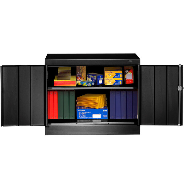 Tennsco 18" x 36" x 30" Black Standard Storage Cabinet with Solid Doors - Unassembled 1430-BLK