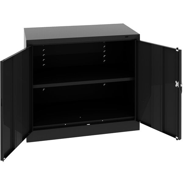 Tennsco 18" x 36" x 36" Black Standard Storage Cabinet with Solid Doors - Unassembled 1436-BLK