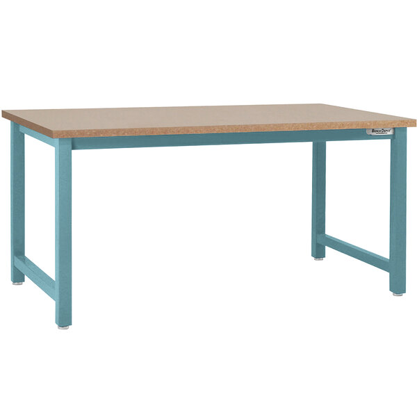 A BenchPro Kennedy series workbench with a blue frame and particleboard top.
