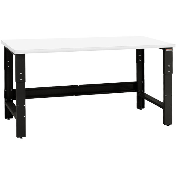 A white rectangular BenchPro workbench with black legs and a black border.