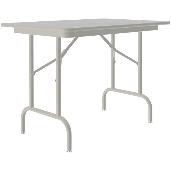 Correll 24″ x 48″ Gray Granite Keyboard Height Thermal-Fused Laminate Top Folding Table with Gray Frame and Leveling Feet