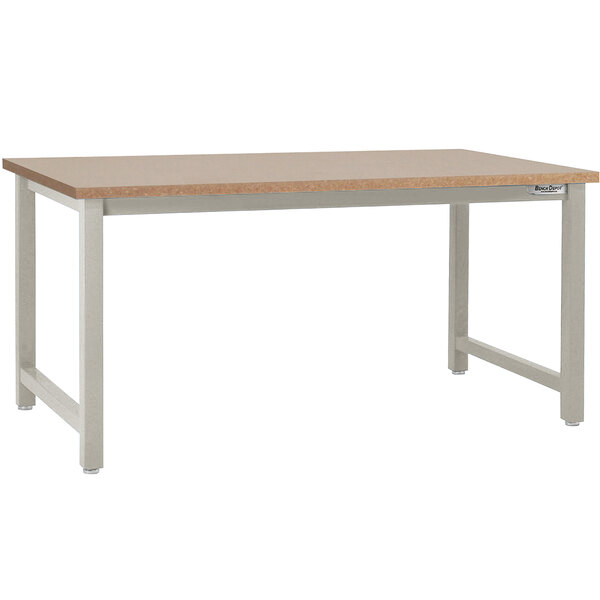 A BenchPro Kennedy workbench with a gray frame and particleboard top.
